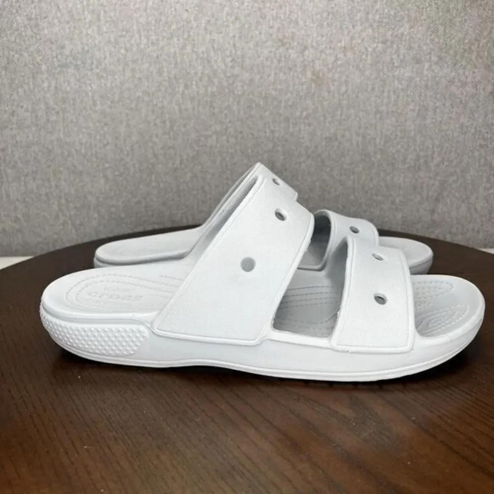 Crocs Sandals Men's Size 10 Gray Iconic Comfort 2 Strap Slip On Slide Beach Pool